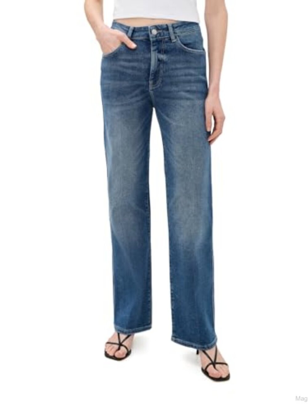 Warp + Weft 90's Straight Leg High Rise Jeans Low Stretch Denim